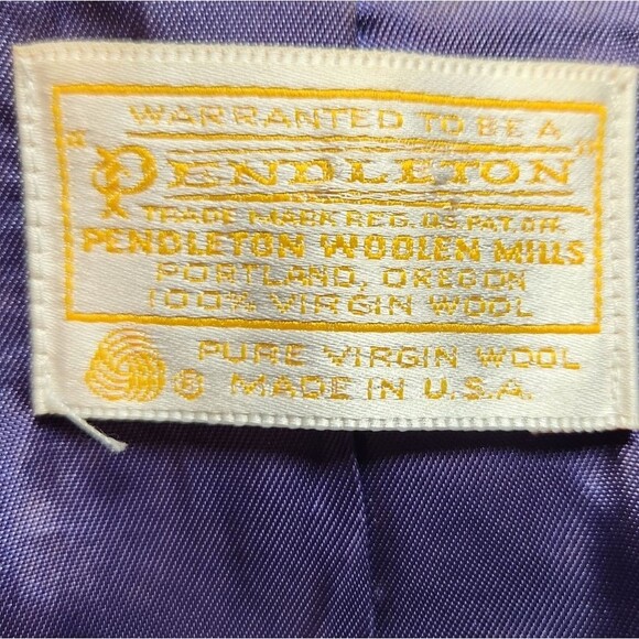 Vintage 80s Pendleton Virgin Wool Jacket Blazer Purple Grandpa Boho Cottage L - Picture 7 of 8